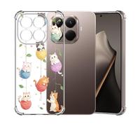 ChoosEU Transparent Coque pour Xiaomi Mi 15T Pro / 15 T Pro Mince Souple TPU Silicone Etui Fine Soft Étui avec Fleur Florale Motif pour Fille Femme Antichoc Protection Case Cover Clair Housse - Chat