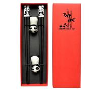 Chop Sticks - Lot de 2 paires de baguettes chinoises avec supports en céramique - 2 paires de baguettes de 9,4 pouces - Pour sushi panda - Réutilisables - Pas silencieux