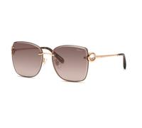 Chopard Femme Chopard SCHL29S 08FC Lunettes de soleil Métal Or Marron Carré Miroir Nuancé