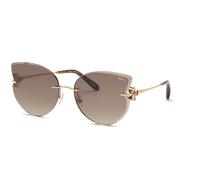 Chopard Femme Chopard SCHL90V 08FC Lunettes de soleil Métal Or Marron Papillon Antireflet Nuancé