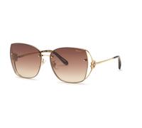 Chopard Femme SCHL56S 300Y Lunettes de soleil Métal Or Marron Papillon Antireflet Nuancé