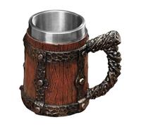 Chope à bière en bois fabriquée à la main, coupe seau en résine pour hommes - Tasse à cocktail double couche en acier inoxydable - Design vintage, 3,74 x 5,98 x 6,69 pouces