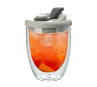 Chope À Bière Isolée 350 Ml - Tasse À Café En Verre À Double Paroi | Tasse De Voyage Avec Couvercle Pour Thé, Jus, Lait, Café, Dessert, Usage Domestique, Bureau, Tourisme, Pratique, Portable, Robuste,