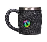Chope à bière médiévale - Gobelet à boire - Cloche celtique nordique - Grès fait à la main - Motif yeux de dragon gravé - Grande capacité - Collecteur unique