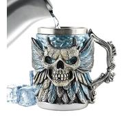 Chope À Bière,Tasse en Résine avec Insertion en Acier Inoxydable Crâne pour Bière et Café | Tasse Polyvalente Réutilisable 500ml pour Maison Restaurant Voyage