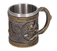 Chope à Bière Viking, Chope à Bière Gothique Guerrier Cornu, Chope Nordique Médiévale, Tasse à Doublure en Acier Inoxydable Danegeld Chope à Bière Chope à Bière Rétro Médiévale