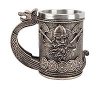 Chope à Bière Viking en Acier Inoxydable, Grande Chope à Boire de Style Rétro Pirate Innovant, Tasse à Bière en Bronze de Grande Capacité, Chope à Café Viking Warrior pour Bière, Café, Boisson