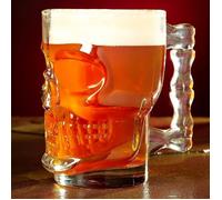 Chope à bière - WINKEE - Tête de mort - Verre transparent - Compatible lave-vaisselle - 1 pièce