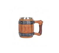 Chope à bière - XVX - 20oz - Acier inoxydable 304 - Bois - Décapsuleur médiéval