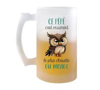 Chope Ce Pépé Le plus Chouette | Verre à bière Pinte Fête des Grands-Pères Prénom Cadeau Anniversaire Noël Humour