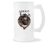 Chope de Bière Adrien Design Viking | Verre à bière pinte Cadeau Apéro Humour alcool pour amateur de bière