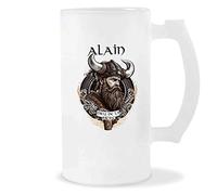 Chope de Bière Alain Design Viking | Verre à bière pinte Cadeau Apéro Humour alcool pour amateur de bière
