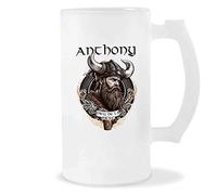 Chope de Bière Anthony Design Viking | Verre à bière pinte Cadeau Apéro Humour alcool pour amateur de bière