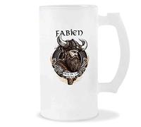 Chope de Bière Fabien Design Viking | Verre à bière pinte Cadeau Apéro Humour alcool pour amateur de bière
