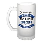 Chope de bière Je ne suis pas Superhéros, je suis Directeur | Verre à bière Pinte idée cadeau fête des pères anniversaire
