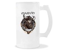 Chope de Bière Marvin Design Viking | Verre à bière pinte Cadeau Apéro Humour alcool pour amateur de bière