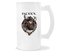Chope de Bière Patrick Design Viking | Verre à bière pinte Cadeau Apéro Humour alcool pour amateur de bière