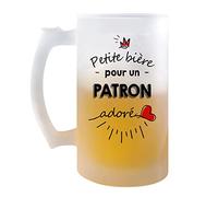 Chope de bière Petite Pinte d'un Patron adoré | Idée Tasse Cadeau Travail Boulot Métier Retraite Collègue Homme Pinte cervoise
