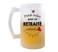 Chope de bière Petite Pinte d'un Retraité adoré | Idée Tasse Cadeau Travail Boulot Métier Retraite Collègue Homme Pinte cervoise