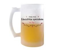 Chope Éducatrice spécialisée au Top Femme | Verre à bière Pinte Idée Cadeau Collègue Travail Retraite