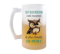 Chope électricien Le plus Chouette | Verre à bière Pinte Métier Collègue Cadeau Travail Boulot Départ Retraite