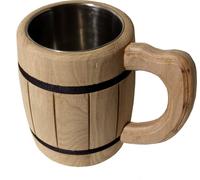 Chope en chêne avec insert en acier inoxydable | Chope en bois pour la bière | Mug en chêne avec intérieur en métal | Chope à bière en bois et acier