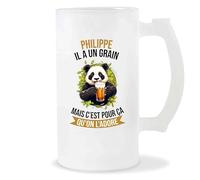 Chope Philippe Panda Grain | Idée Verre à bière Pinte Anniversaire Cadeau Apéro Noël Secret Santa Fête des Pères Humour