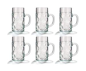 Chopes à bière 500 ml-Lot de 6 chopes à bière en verre avec poignée Mugs chopes de bière, à 1,1 l