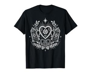 Chopes avec Cœur Bretzel Fête Tradition Randonnée Bière T-Shirt
