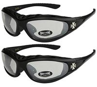 Choppers - Lot de 2 paires de lunettes de soleil avec rembourrage femmes hommes - 1x Modèle 02 (noir/pratiquement transparente) et 1x Modèle 02 (noir/pratiquement transparente) - Modèle 02 + 02 -