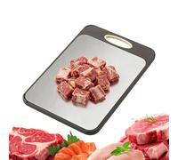 Chopping Board - Stainless Steel Anti-Slip Double-Sided, 1 Unit Metal Slab For Food Prep, Silver With Friction Base, Kitchenware, Carving Block For Steaks, Salads And Pastries Versatile