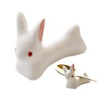Chopstick Holder - Bunny Shaped Ceramic Rest, Cute Tabletop Cutlery Stand with Smooth Glazed Finish Accent, Tool Placement Organization Function, Ideal for Dining Table Kitchen Restaurant Hotel Use