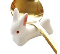 Chopstick Rest - Bunny Shape Ceramic Spoon Holder, Cute Cutlery Rest for Tableware Organization | Decorative Dining Accessory for Daily Use | for Fork Flatware Pen Dining Table Home Desktop Kitchen Re