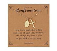 chorfla Collier avec croix de baptême pour filles, collier catholique Vierge Marie en forme de cœur pour confirmation, première communion, bijou religieux chrétien, cadeau pour filles et femmes