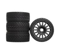 Chosertory 4 Pièces Pneus de Voiture RC Accessoires de Mise à Niveau Pneus de Jouet de Voiture Roues de Simulation Résistants à L'Usure Approprié pour Les Véhic, Maléfice Noir