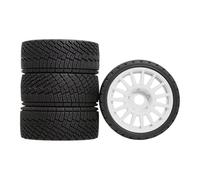 Chosertory 4 Pièces Pneus de Voiture RC Accessoires de Mise à Niveau Pneus de Jouet de Voiture Roues de Simulation Résistants à L'Usure Approprié pour Les Véhic, Hex Blanc