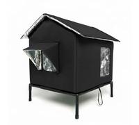 Chosertory Abri pour Chats Extérieur Élevé Niche Réfléchissantes Autour des Ouvertures Structure Résistante aux Intempéries Toit à Pignon et Base Stable Adapté à Cour Balcon Porche, Noir, L