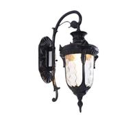 Chosertory Applique Murale Extérieure Retro Européenne Lampe Murale Lanterne Luminaire Fabrication Aluminium et Verre Étanche Aux Intempéries Source E27 pour Ent, Noir 23 Cm X 43 Cm