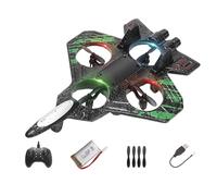 Chosertory Avion Télécommandé Modèle de Planeur à Aile Fixe En Mousse EVA Solide Quatre Canaux Manœuvres Aisées Lumières LED Adapté pour Enfants Adolescents Club, Vert