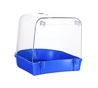 Chosertory Bain d'oiseaux en Cage avec Baignoire Intégrée, Jouet de Bain Suspendu avec Double Crochet Renforcé en PP et Métal pour Perroquets et Perruches, Bleu
