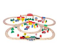 Chosertory Blocs Éducatifs Ensemble Ferroviaire Ville Train Véhicule Figurines Accessoires Aménagement Circuit Développement Imagination Adaptés à la Motricité Enfantine et Activités Ludiques