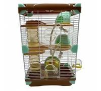 Chosertory Cage pour Hamster Sécurisé Fils Resserrés Accessoires Inclus Montée Simple Idéale pour Détente Petits Mammifères, Marron, 2-Couches 617H