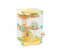 Chosertory Cage pour Hamster Sécurisé Fils Resserrés Accessoires Inclus Montée Simple Idéale pour Détente Petits Mammifères, Jaune, 2-Couches 617H