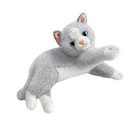 Chosertory Chat Peluche Chat Peluche Allongée Coussin Doux Animal En Peluche Oreiller Tissu Moelleux Confortable Adapté pour Enfants Pièce de Vie, Gris
