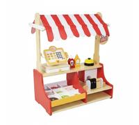 Chosertory Children Play Kitchen Cuisine Enfant Jouet Bois avec Caisse Billets et Accessoires Variés Favorise Communication et Habiletés Motrices Convient aux Jeux de Rôle École Cadeau