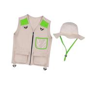 Chosertory Ensemble de Déguisement pour Enfants Comprenant Un Gilet D'aventure, Un Chapeau, Un Costume de Pêche et Une Combinaison en Tissu Confortable, Vert