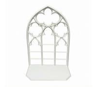Chosertory Étagère Murale Architecture Gothique Plastique PLA Double Niveau Ajouré Rangement Mural Idéal pour Organisation Adaptés Couloirs Chambres Espaces Étroits, 22.5 15.4 8cm, Blanc