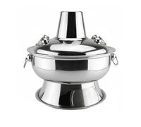 Chosertory Faitout Hotpot en Acier Inoxydable Marmite Brûleur Casserole Réchaud Chauffage Stable par Combustion Acier 201 avec Fonte Couvercle et Base pour, Argent, 36 Cm