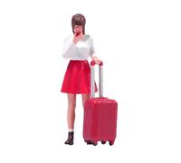 Chosertory Figurine de Jeune Fille Voyageuse à L'échelle 1/64, Maquette de Jardin Féerique, Train, Chemin de Fer, Décoration de Bureau.