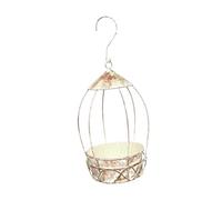 Chosertory Jardinière Suspendue, Cage Décorative en Fer, Style Rétro, pour Petites Fleurs, Usage Intérieur/extérieur, Convient pour Terrasse, Fenêtre, Salon, Blanc en Détresse